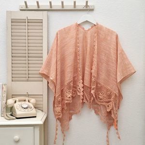 LOF New York Cotton Open Kimono Soft Peach Boho Wrap Scarf Shawl